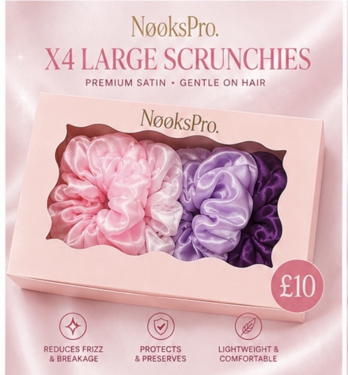 X4 Large Satin Scrunchies
